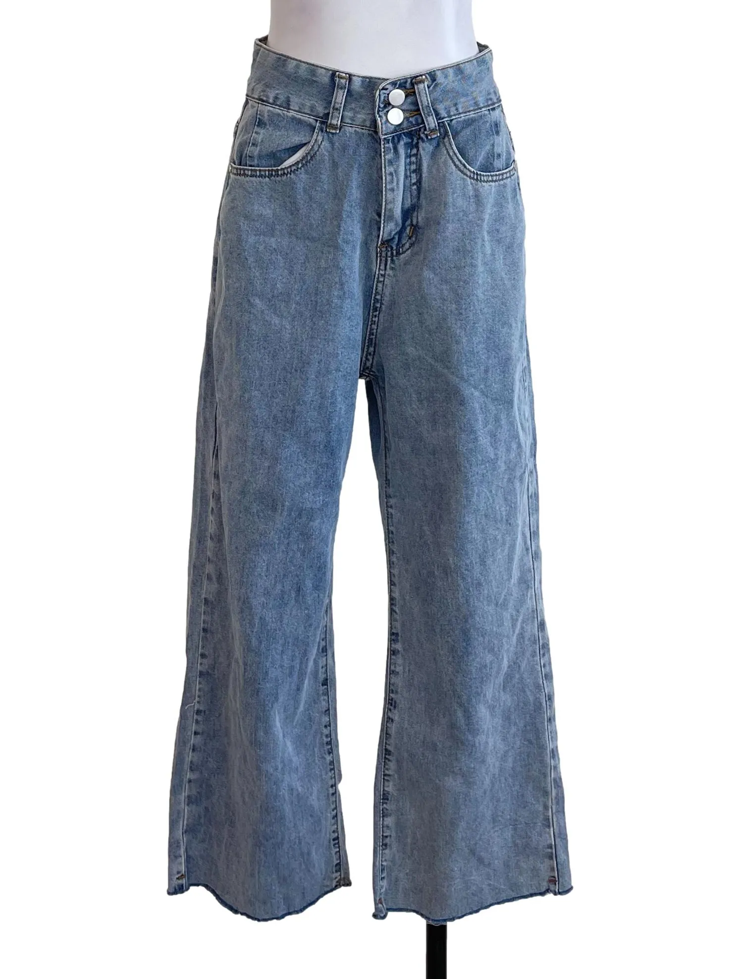 Washed Denim Blue Distressed Jeans