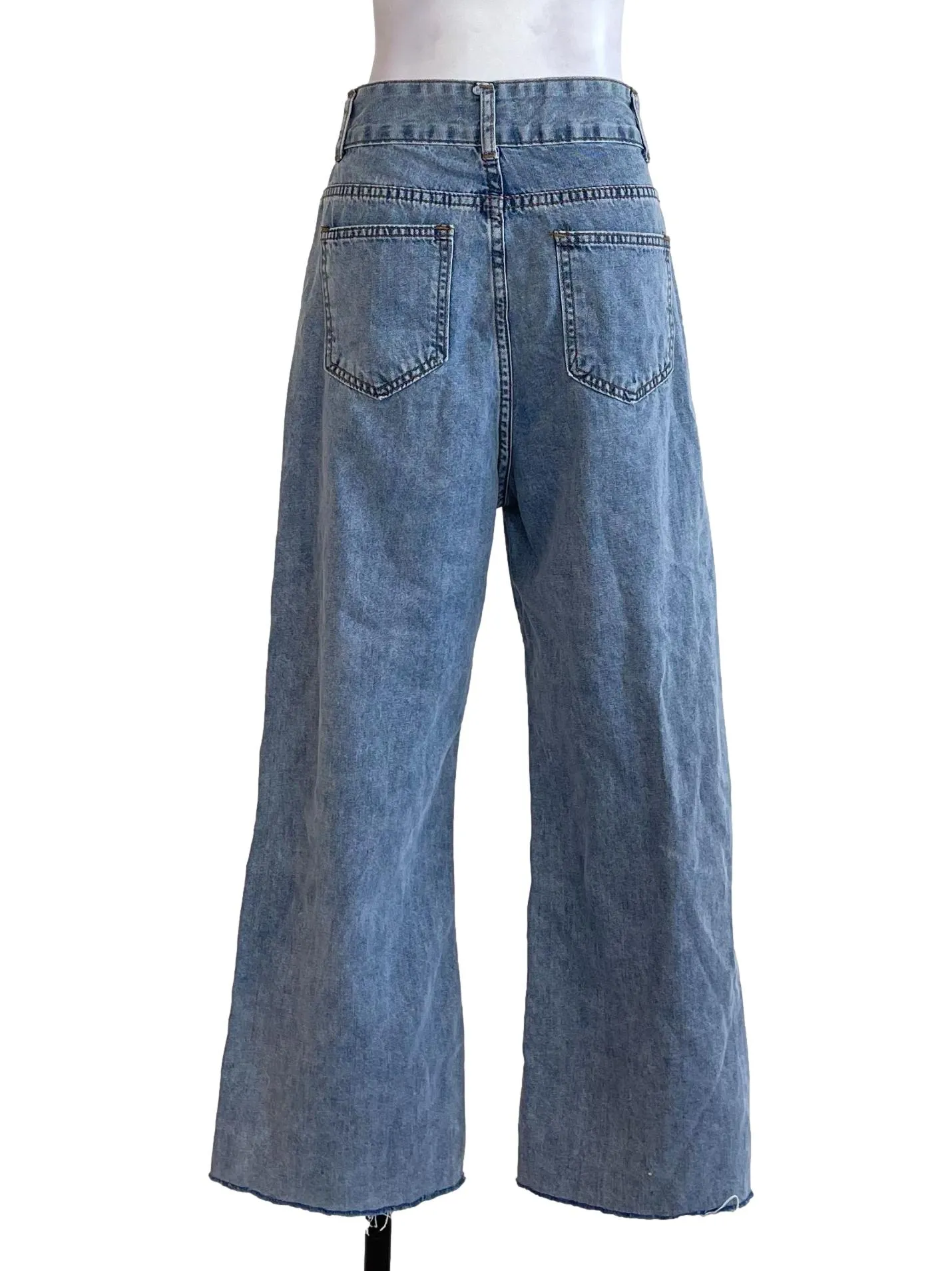 Washed Denim Blue Distressed Jeans