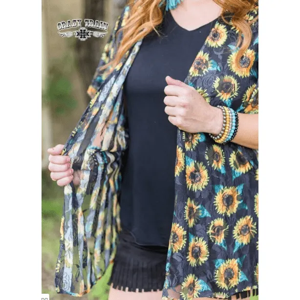 WAVERLY LACE KIMONO- SUNFLOWER
