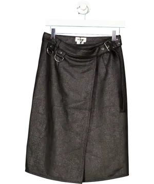 Weekday Black Oda Coated Midi Skirt UK 6