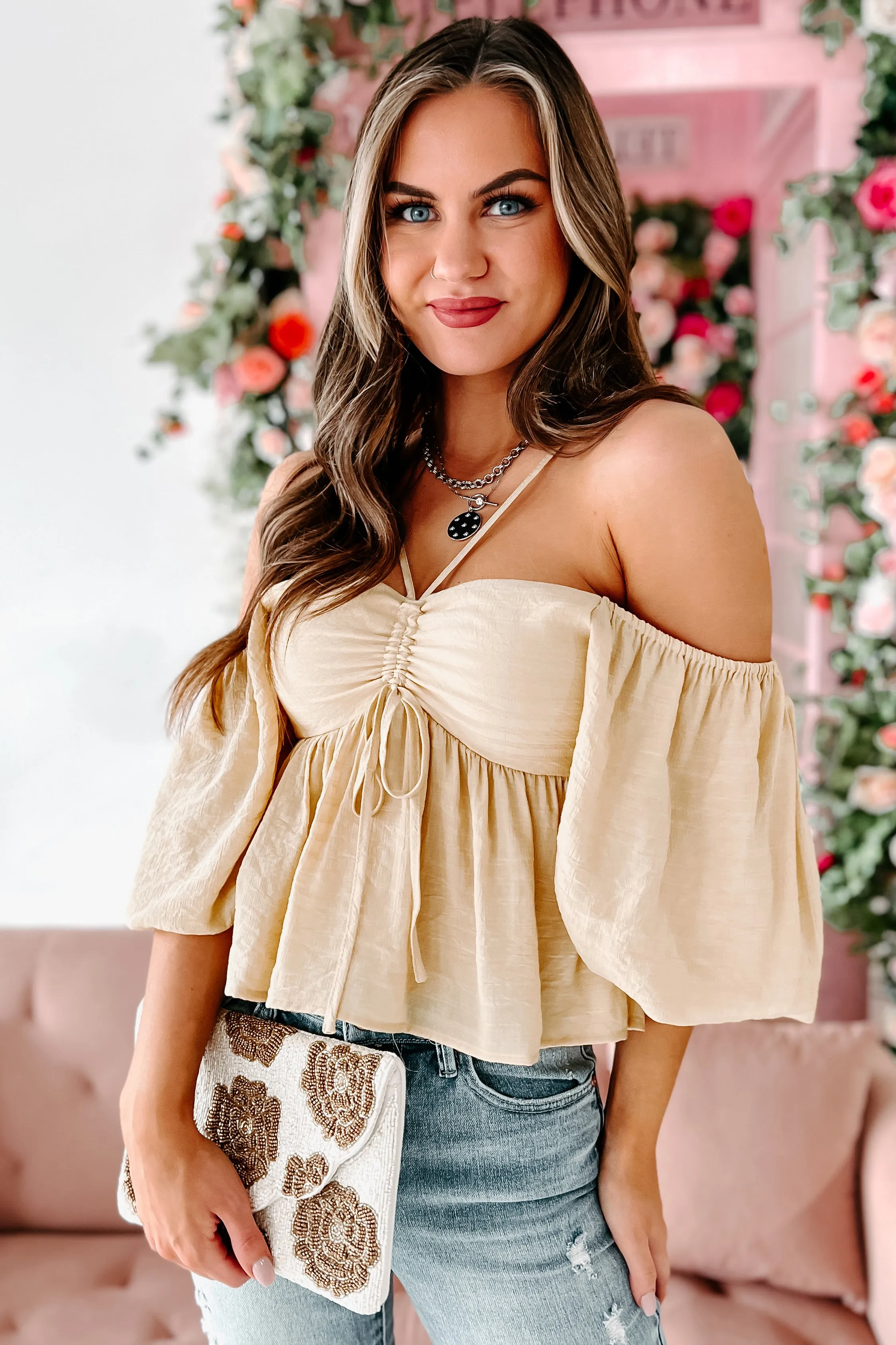 When Love Comes Along Ruched Puff Sleeve Top (Yellow)