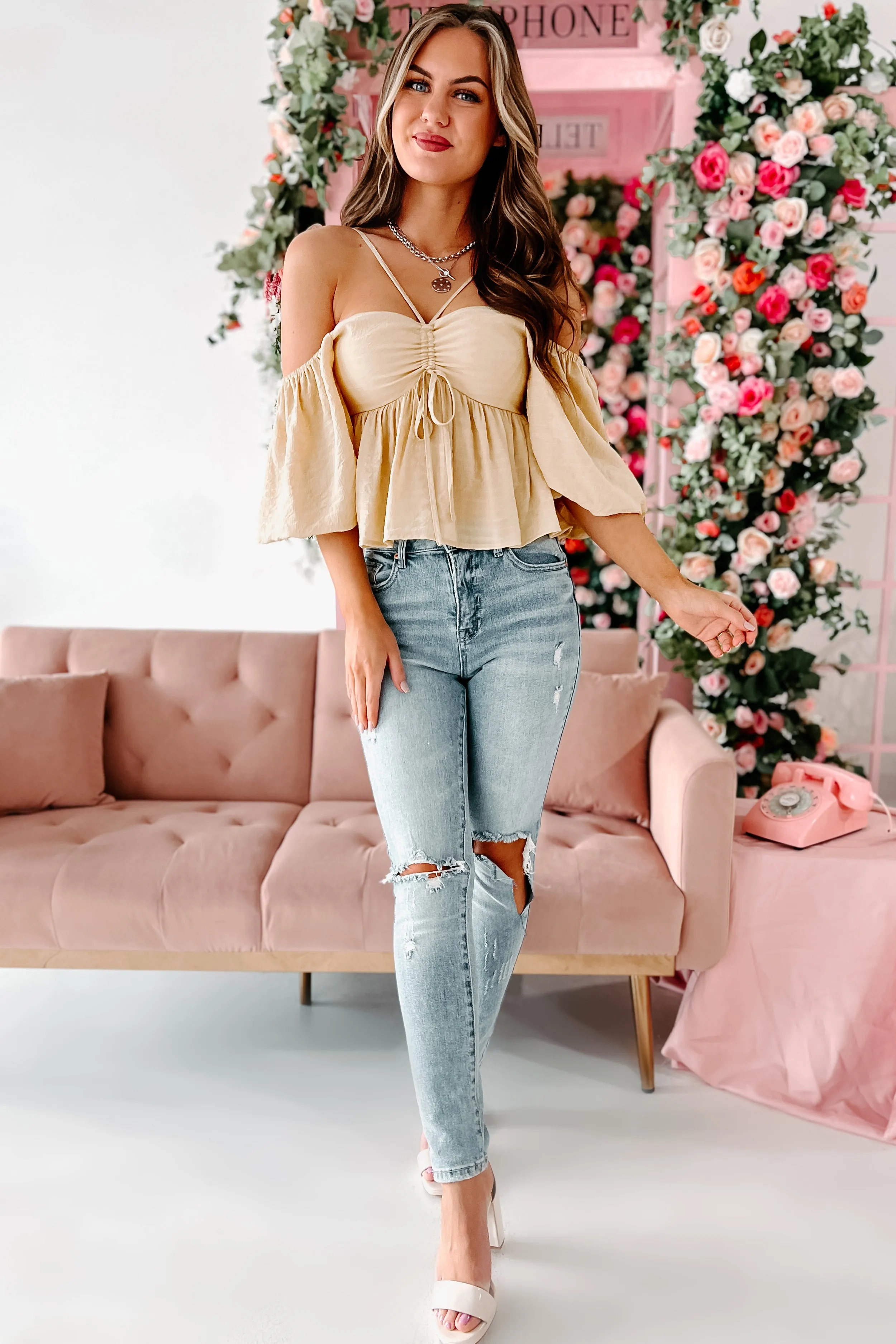 When Love Comes Along Ruched Puff Sleeve Top (Yellow)