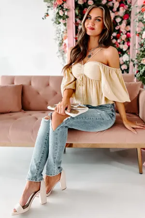 When Love Comes Along Ruched Puff Sleeve Top (Yellow)