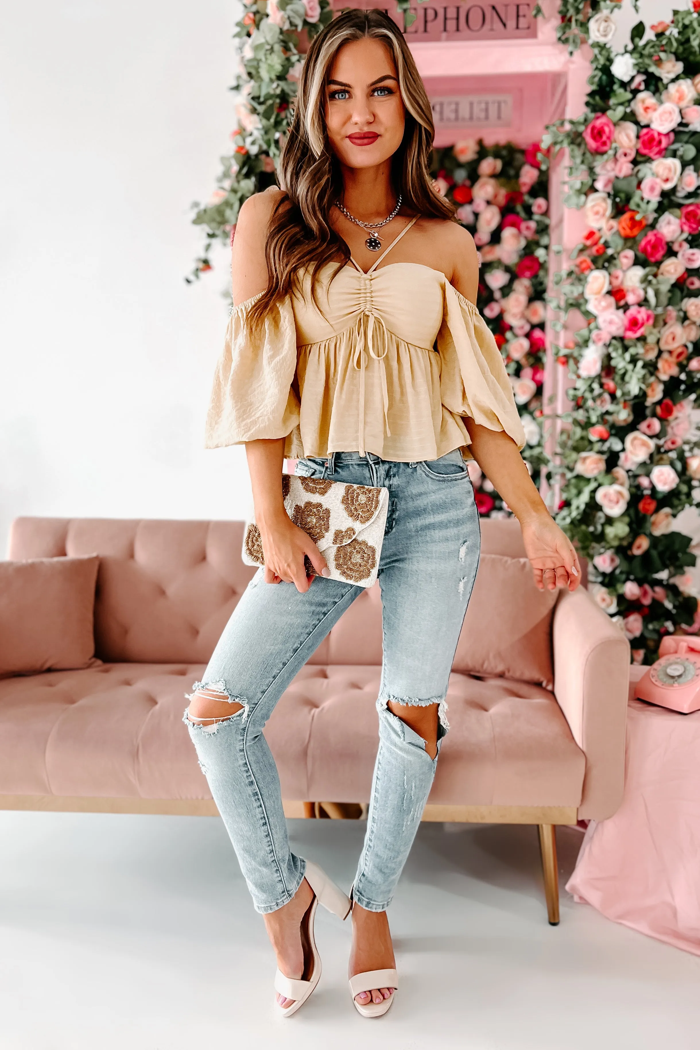 When Love Comes Along Ruched Puff Sleeve Top (Yellow)