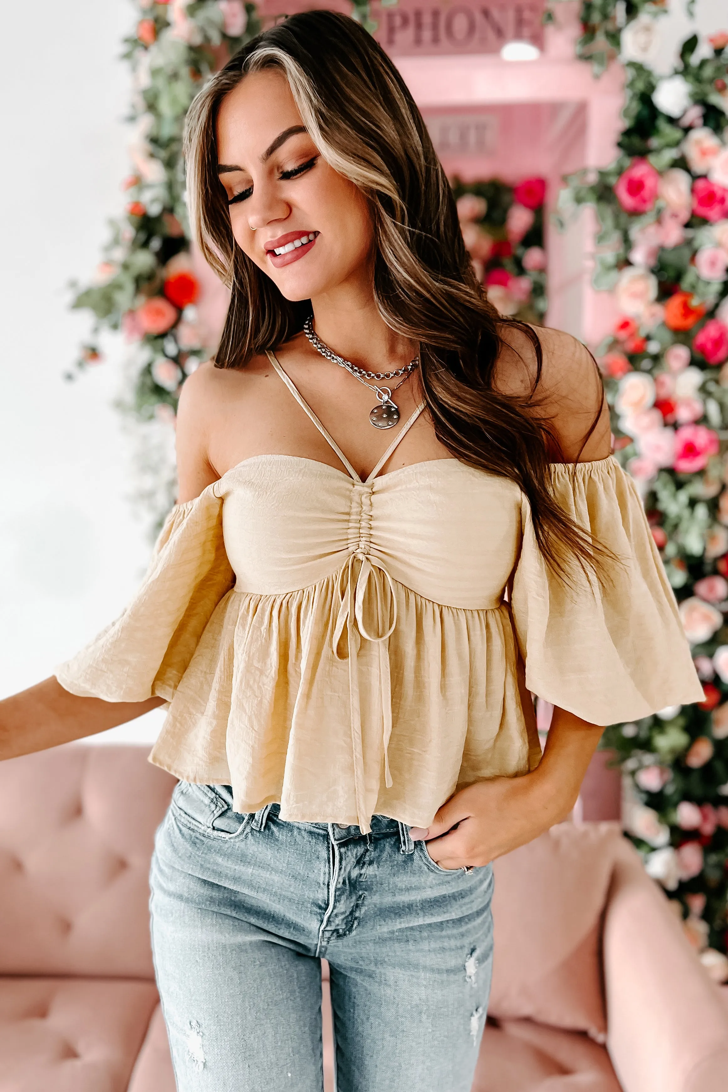 When Love Comes Along Ruched Puff Sleeve Top (Yellow)