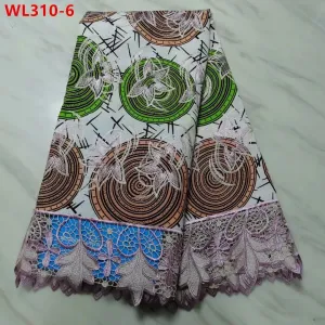 White, Green Chocolate Color Embroidery Lace 5 Yards