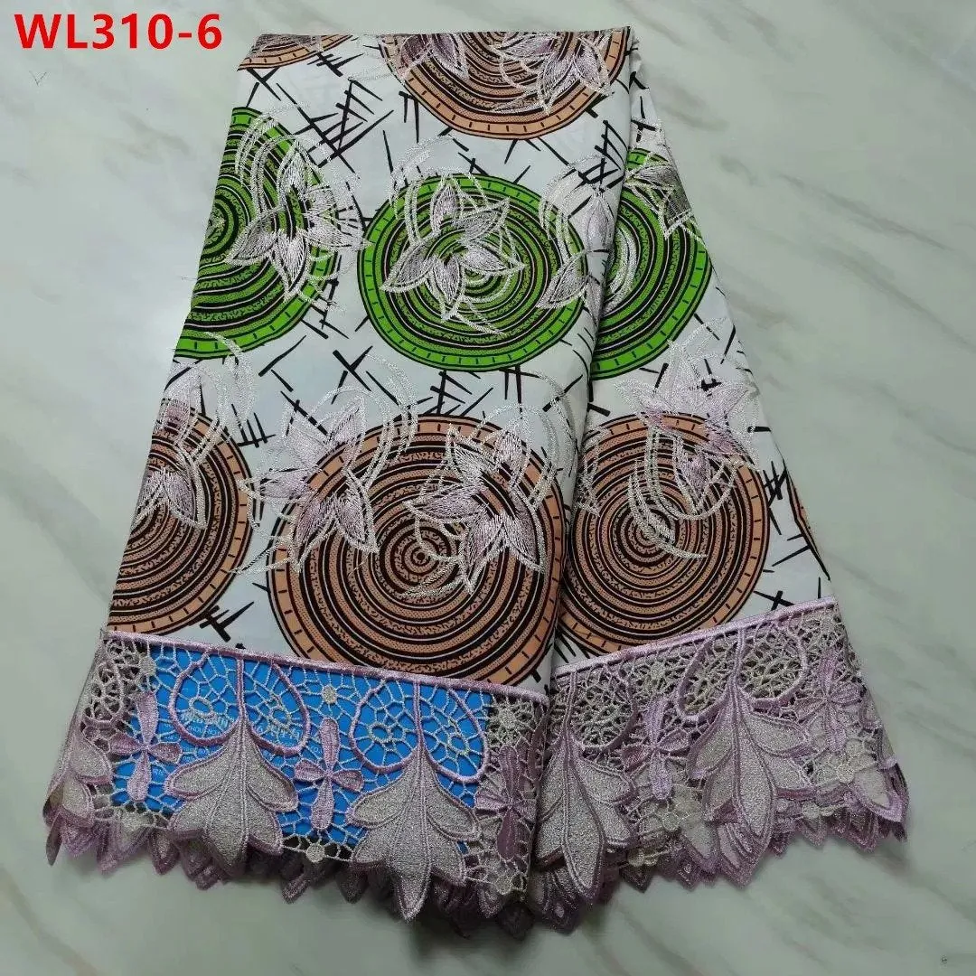 White, Green Chocolate Color Embroidery Lace 5 Yards