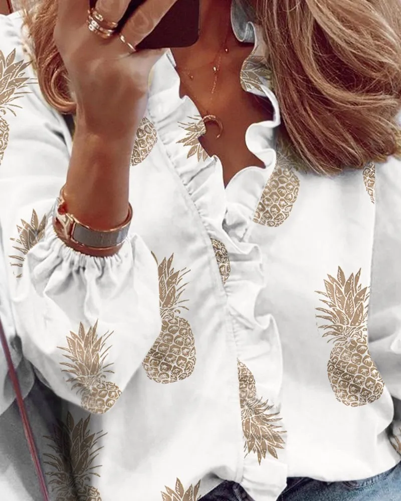 White Ruffled Blouses Tops & Shirts for Women Plus Size