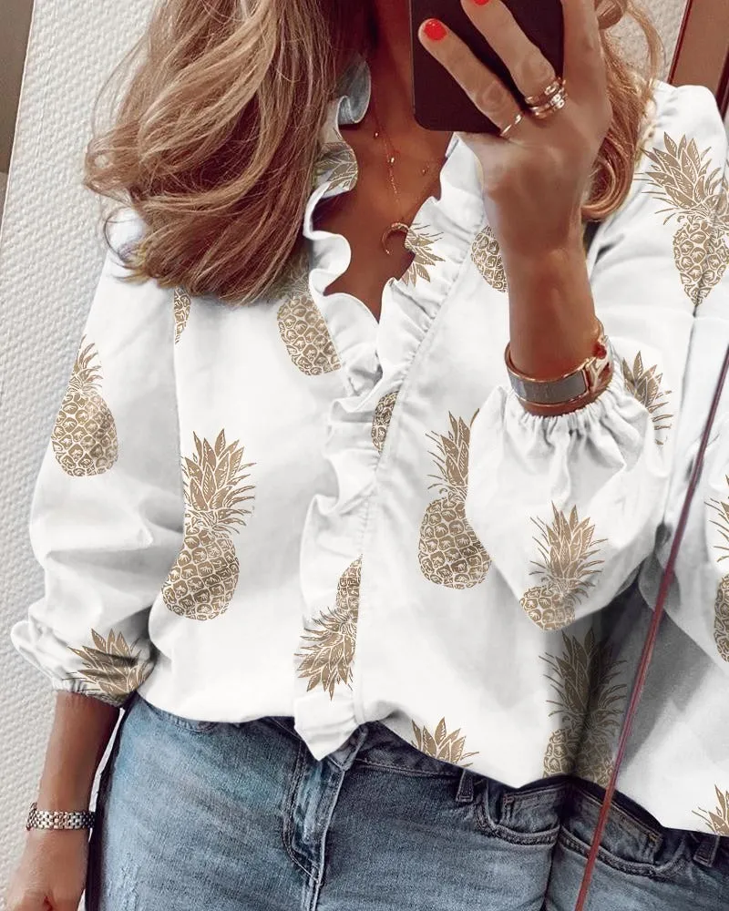 White Ruffled Blouses Tops & Shirts for Women Plus Size
