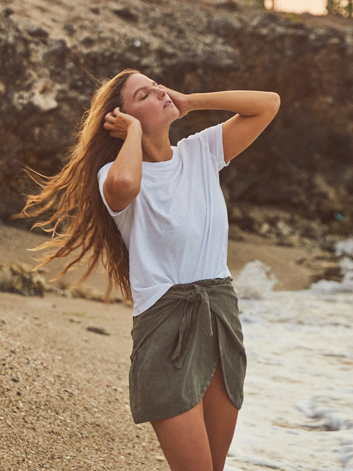 Willowing Green Denim Kait Skirt ::RET