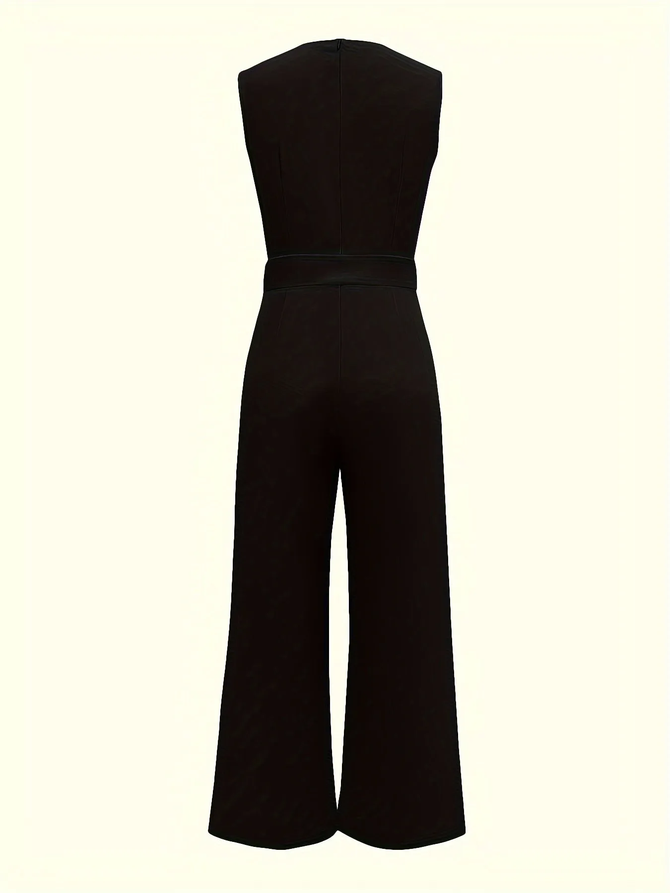 Women V-neck Jumpsuit, Elegant Sleeveless Straight Leg Jumpsuits