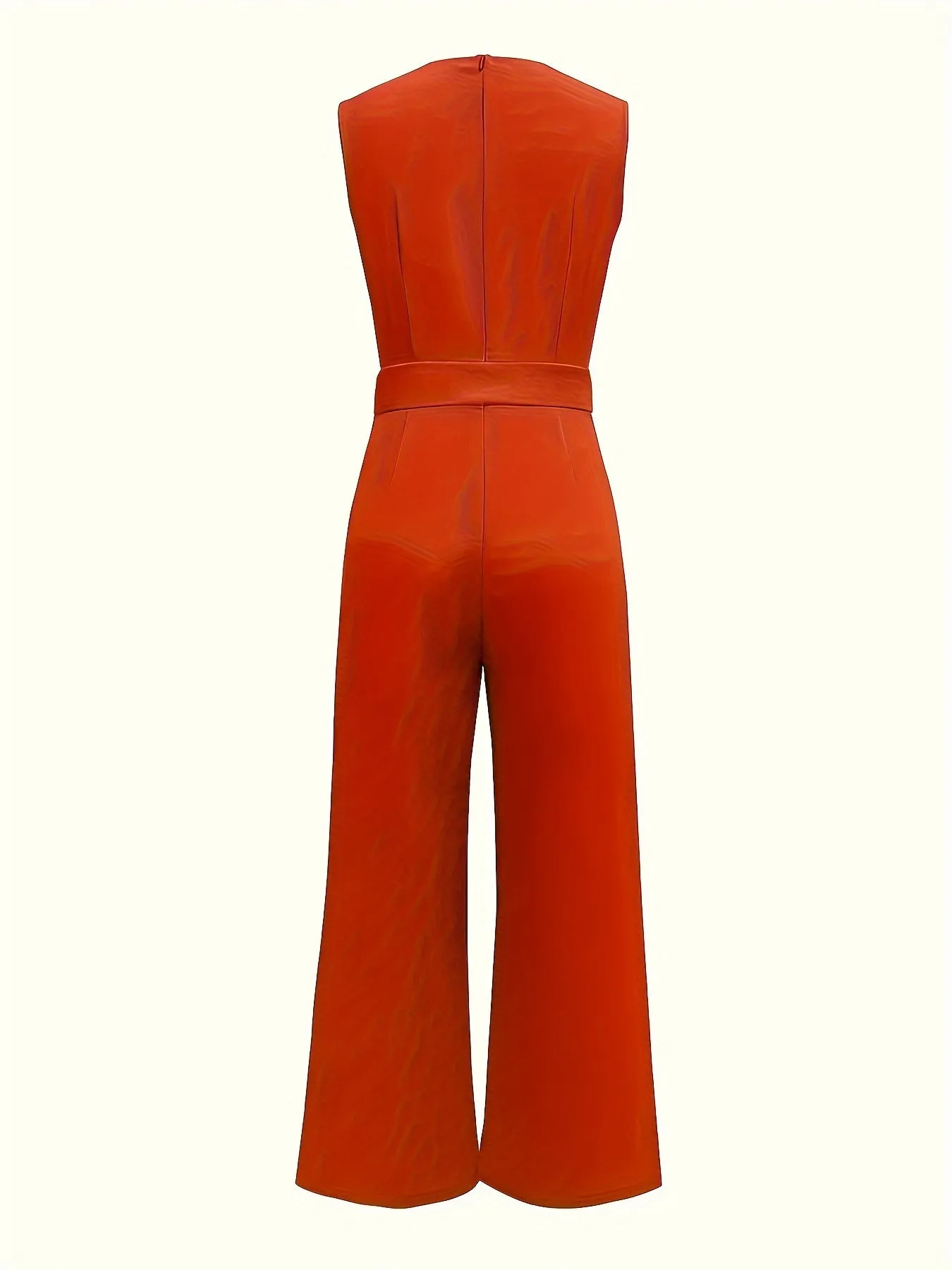 Women V-neck Jumpsuit, Elegant Sleeveless Straight Leg Jumpsuits