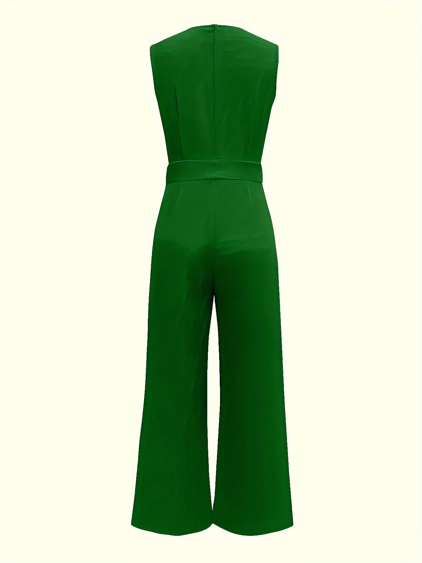 Women V-neck Jumpsuit, Elegant Sleeveless Straight Leg Jumpsuits