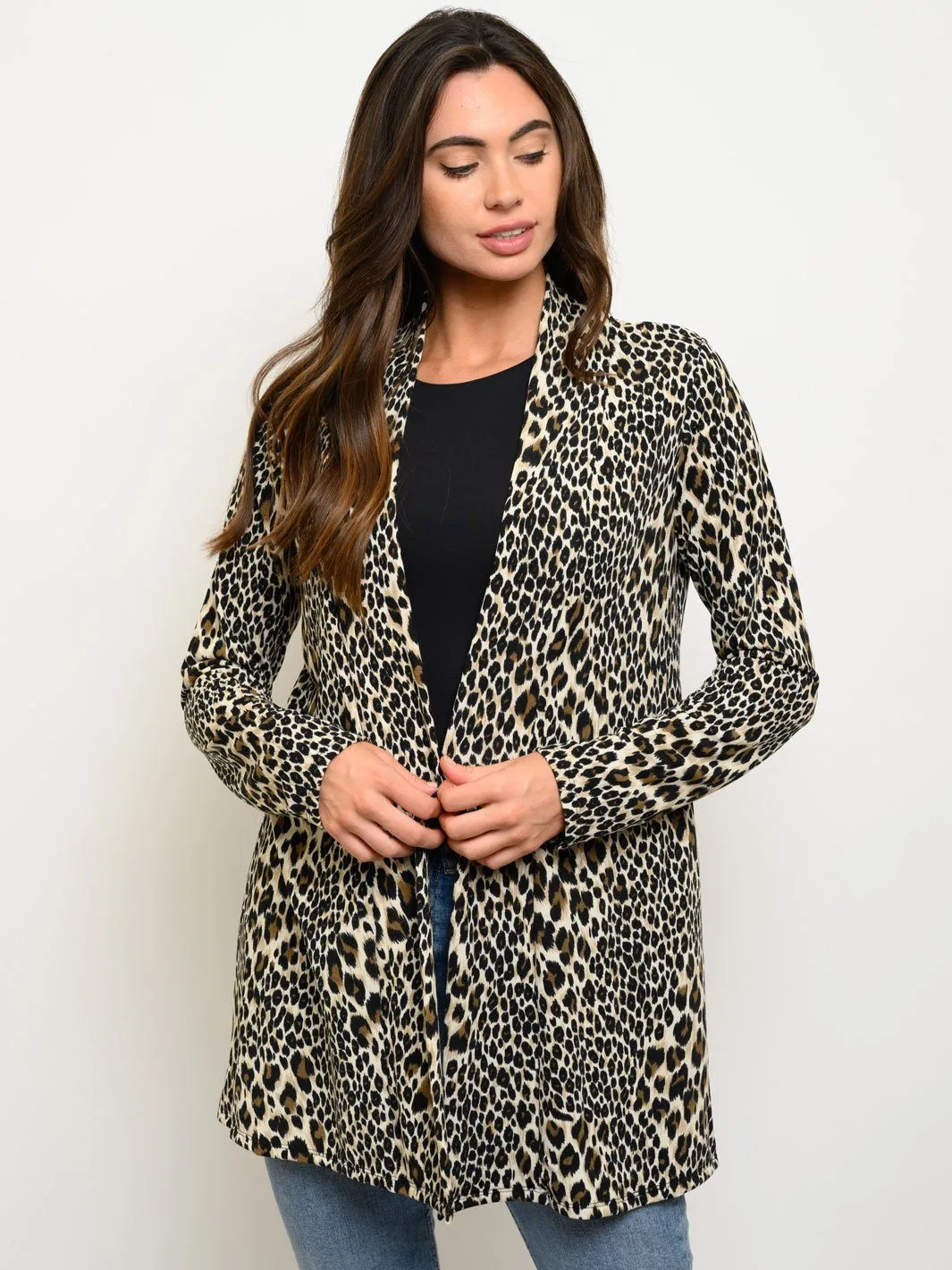 WOMEN'S ANIMAL PRINT LONG SLEEVE CARDIGAN