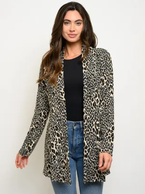 WOMEN'S ANIMAL PRINT LONG SLEEVE CARDIGAN