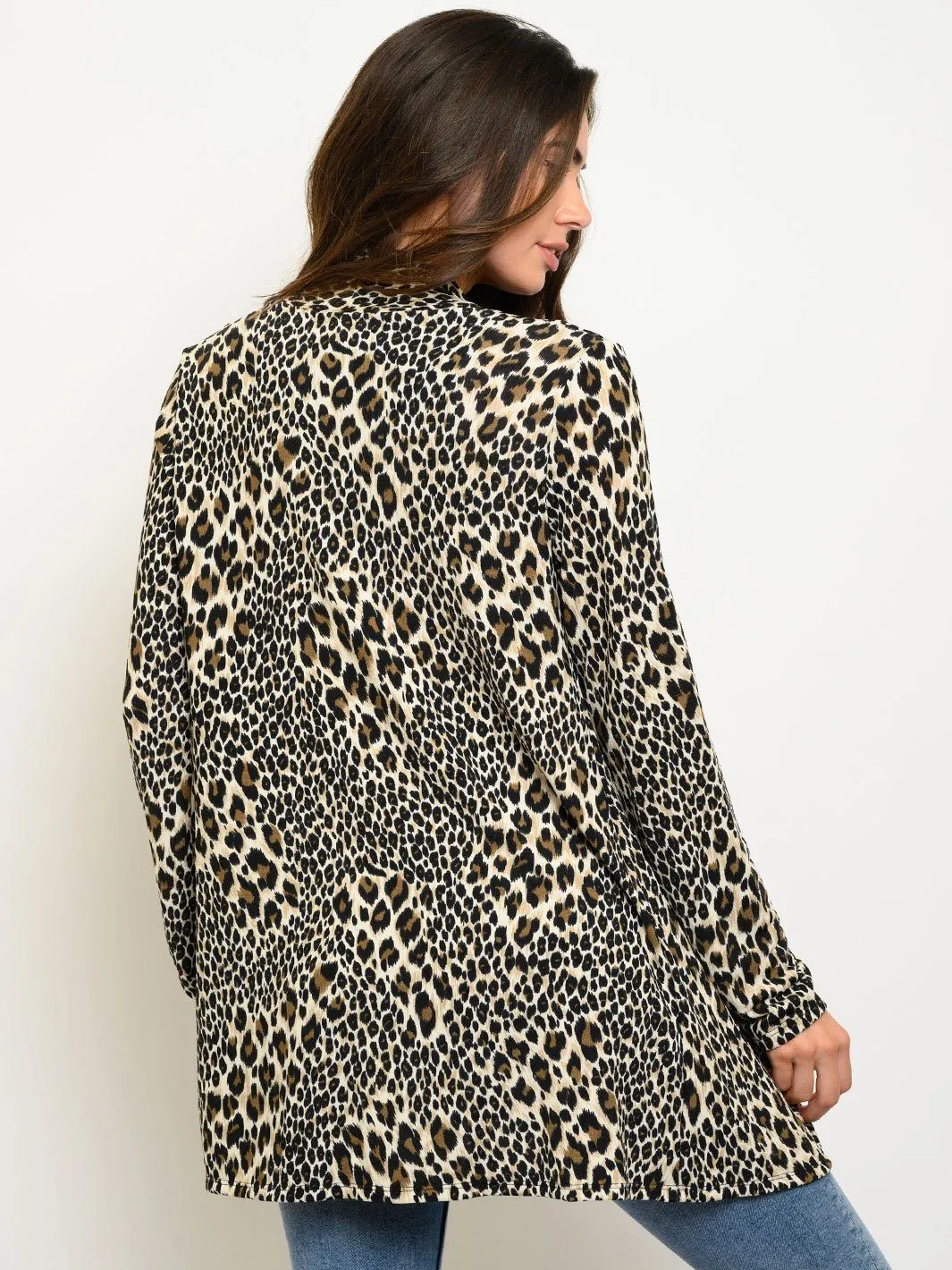 WOMEN'S ANIMAL PRINT LONG SLEEVE CARDIGAN