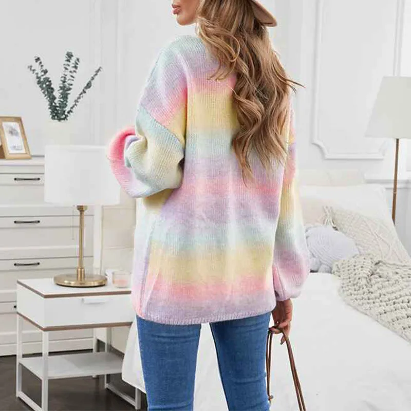 Womens Cardigan Color Block Striped Draped Kimono Cardigans Long Sleeve Open Front Casual Knit Sweaters Coat Outwear K110