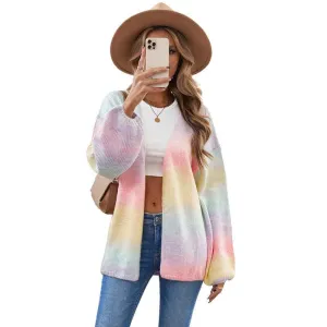 Womens Cardigan Color Block Striped Draped Kimono Cardigans Long Sleeve Open Front Casual Knit Sweaters Coat Outwear K110