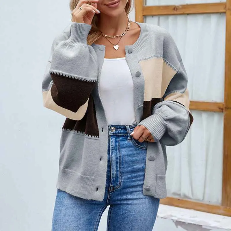 Womens Cardigan Color Block Striped Draped Kimono Cardigans Long Sleeve Open Front Casual Knit Sweaters Coat Outwear K269