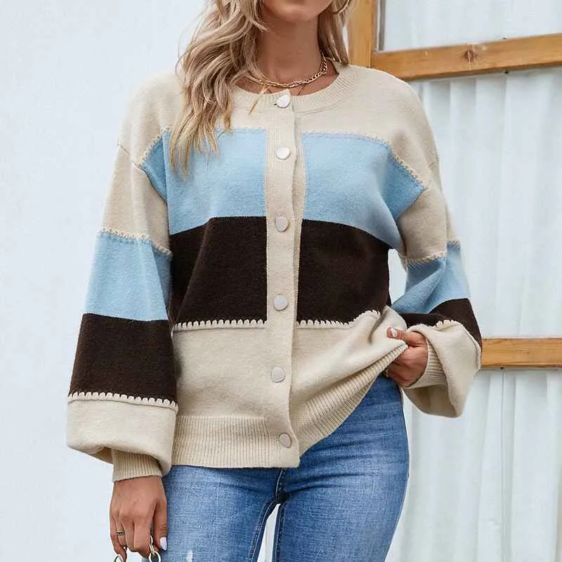 Womens Cardigan Color Block Striped Draped Kimono Cardigans Long Sleeve Open Front Casual Knit Sweaters Coat Outwear K269