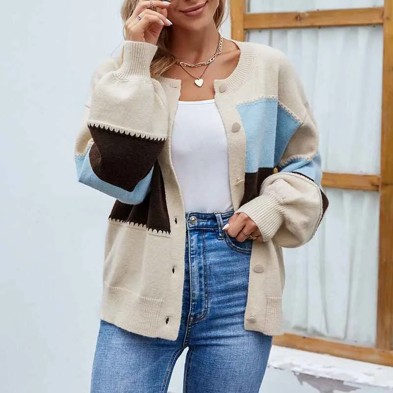 Womens Cardigan Color Block Striped Draped Kimono Cardigans Long Sleeve Open Front Casual Knit Sweaters Coat Outwear K269