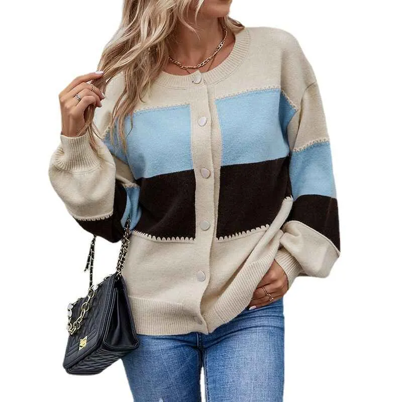 Womens Cardigan Color Block Striped Draped Kimono Cardigans Long Sleeve Open Front Casual Knit Sweaters Coat Outwear K269