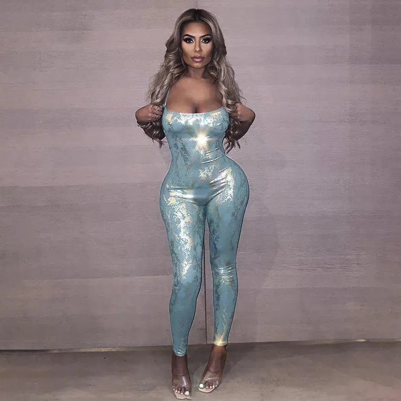 Women's Daily Streetwear Snakeskin Full Length Jumpsuits