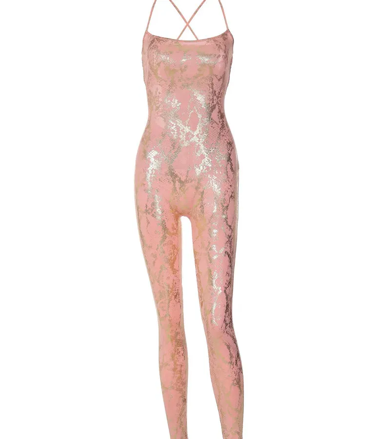 Women's Daily Streetwear Snakeskin Full Length Jumpsuits