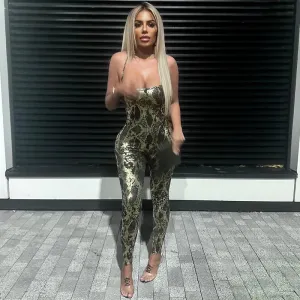 Women's Daily Streetwear Snakeskin Full Length Jumpsuits