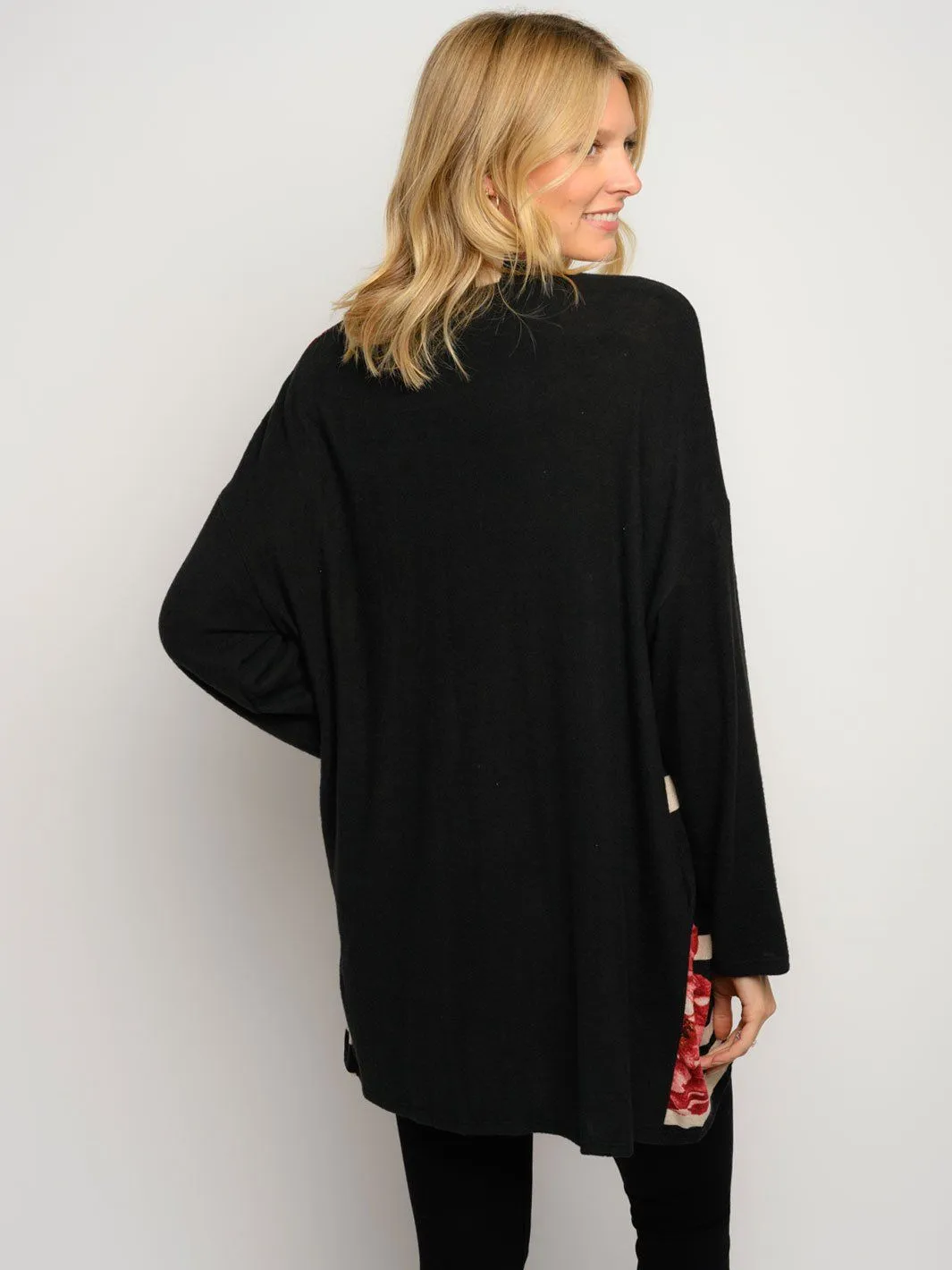 WOMEN'S FLORAL PRINT LONG SLEEVE CARDIGAN