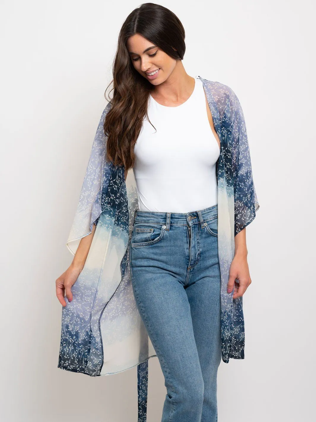 WOMEN'S FLORAL WRAP KIMONO