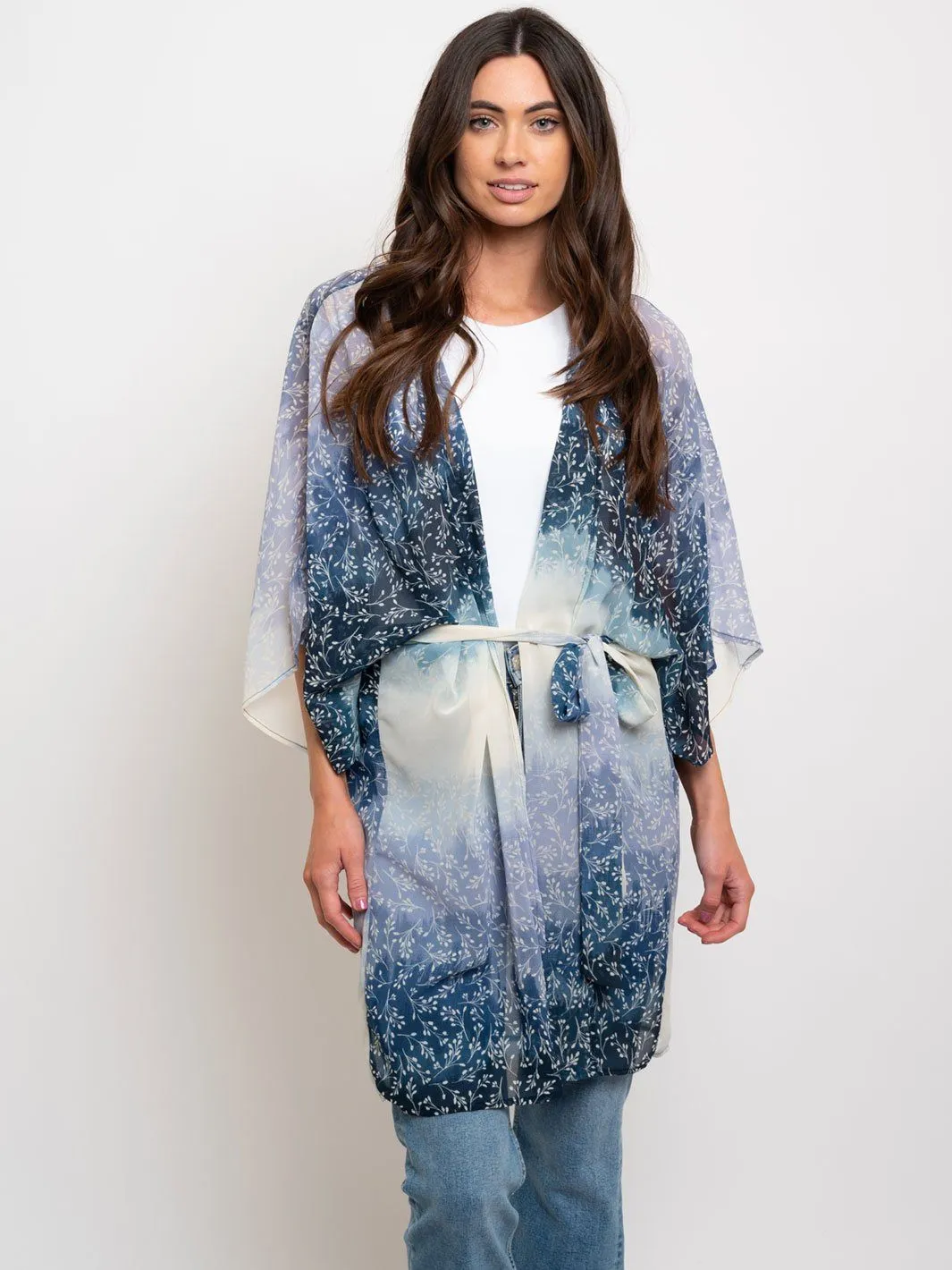 WOMEN'S FLORAL WRAP KIMONO