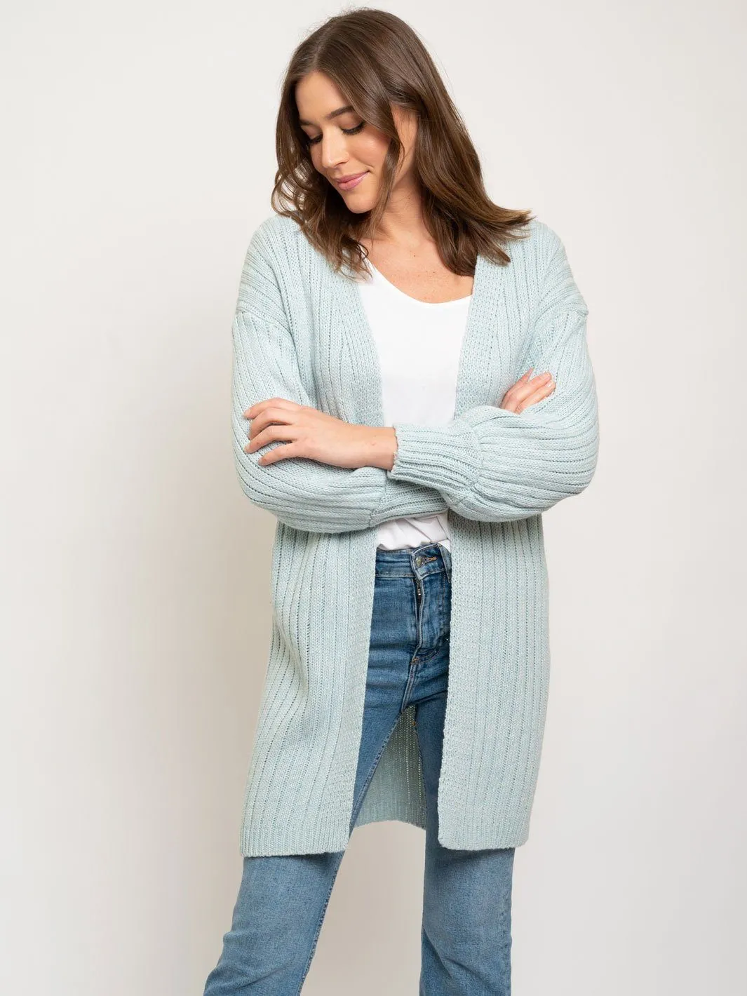 WOMEN'S KNIT LONG CARDIGAN
