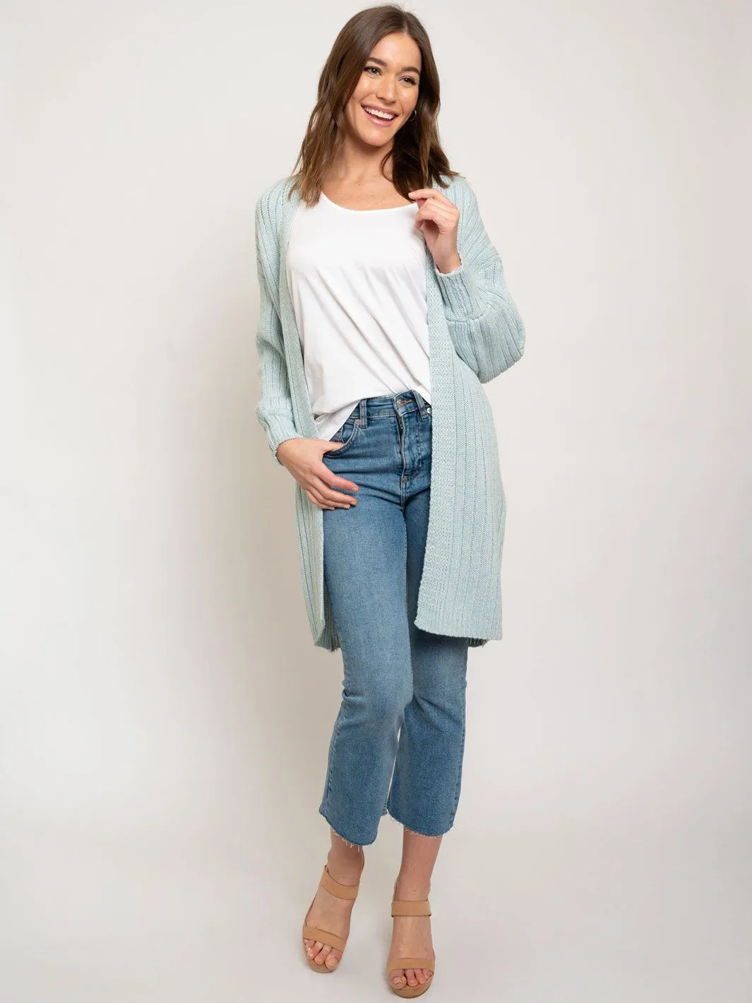 WOMEN'S KNIT LONG CARDIGAN