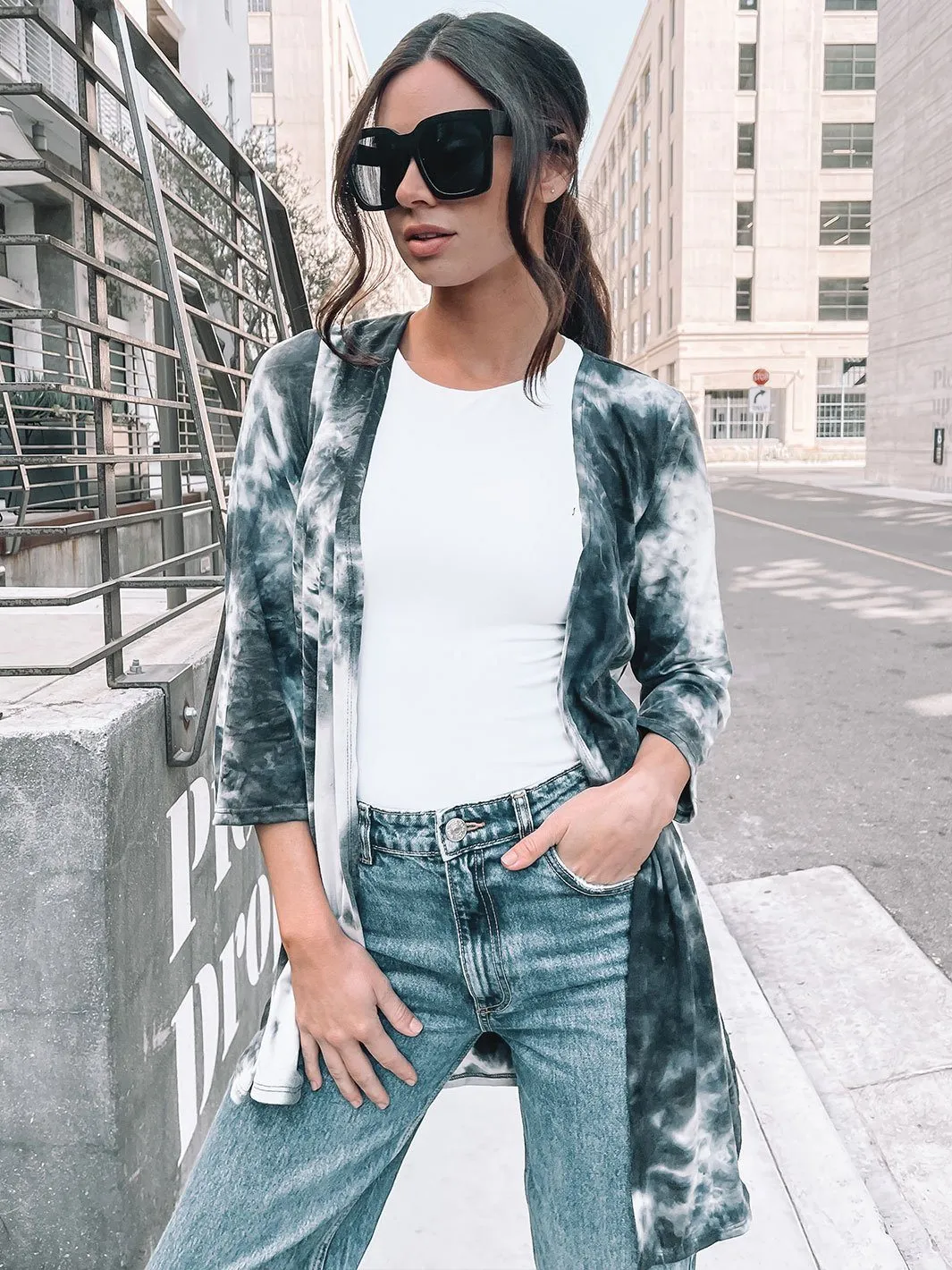 WOMEN'S LONG SLEEVE TIE DYE CARDIGAN