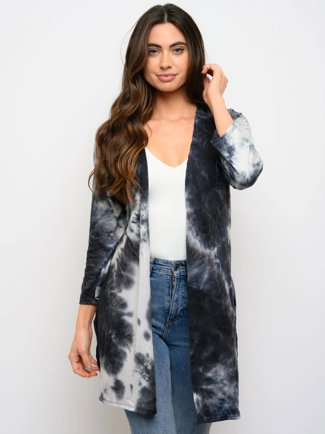 WOMEN'S LONG SLEEVE TIE DYE CARDIGAN