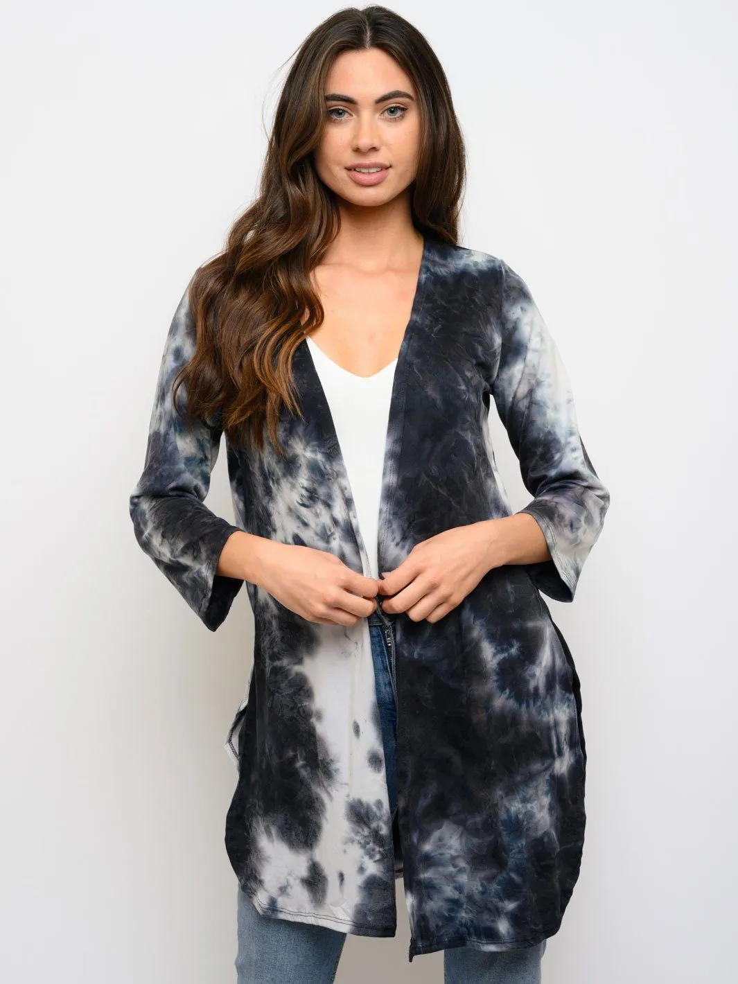 WOMEN'S LONG SLEEVE TIE DYE CARDIGAN