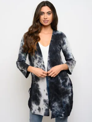 WOMEN'S LONG SLEEVE TIE DYE CARDIGAN