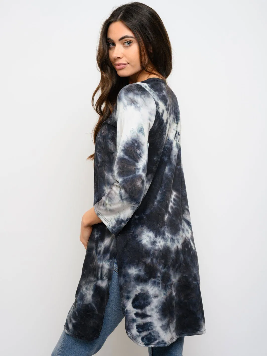 WOMEN'S LONG SLEEVE TIE DYE CARDIGAN