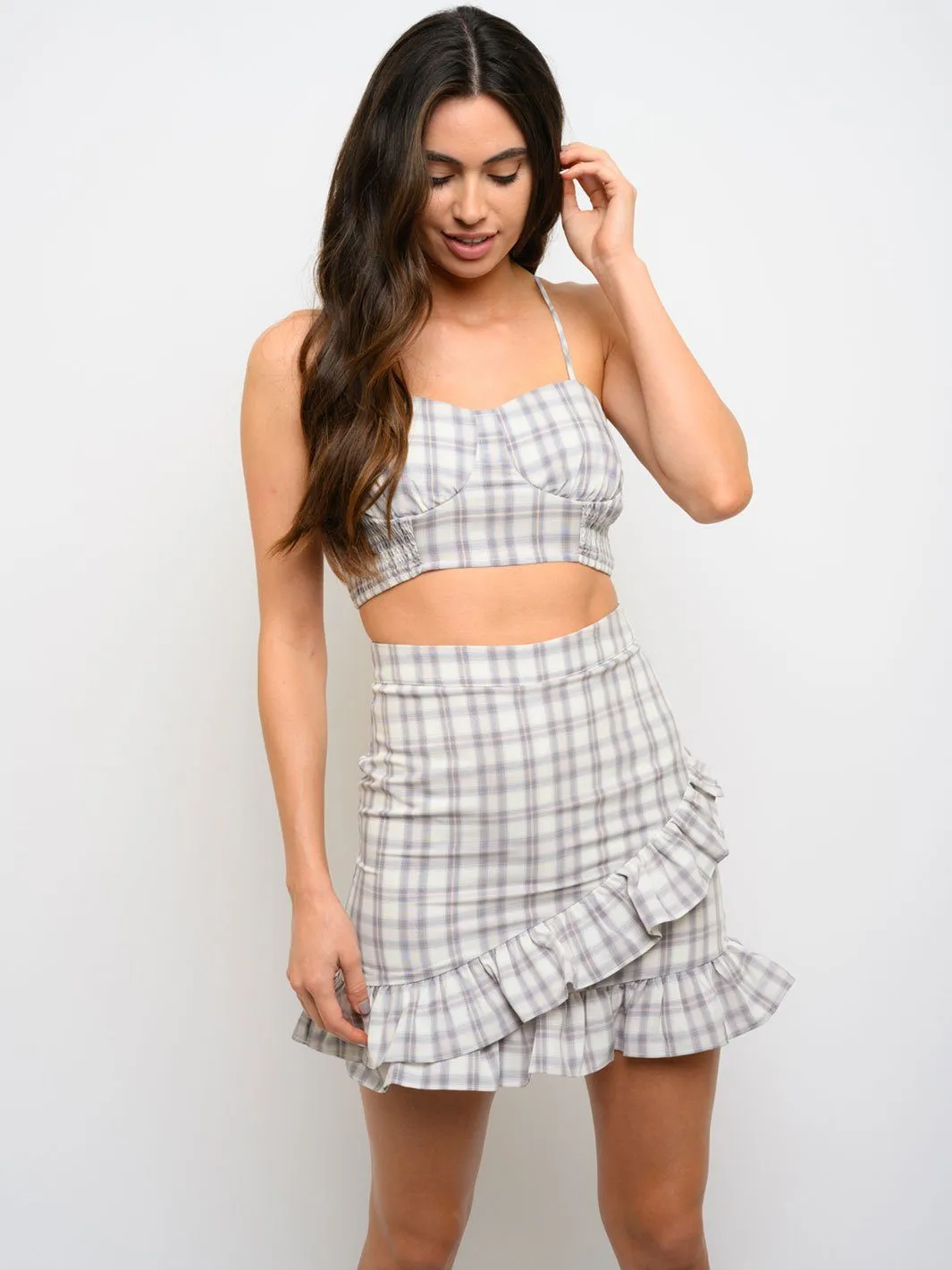 WOMEN'S PLAID PRINT 2PC. SET