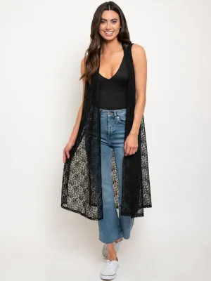 WOMEN'S SLEEVELESS LONG CARDIGAN