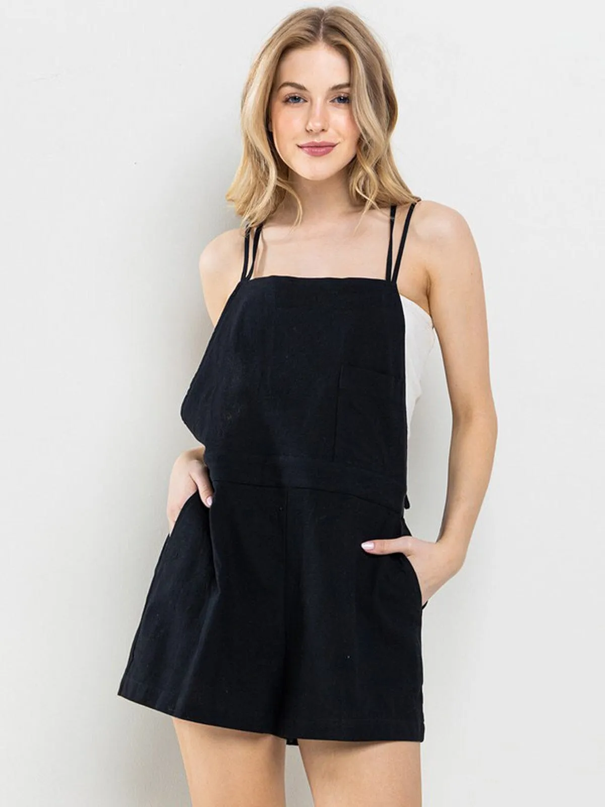 WOMEN'S SLEEVELESS POCKETS ELASTIC WAIST ROMPER