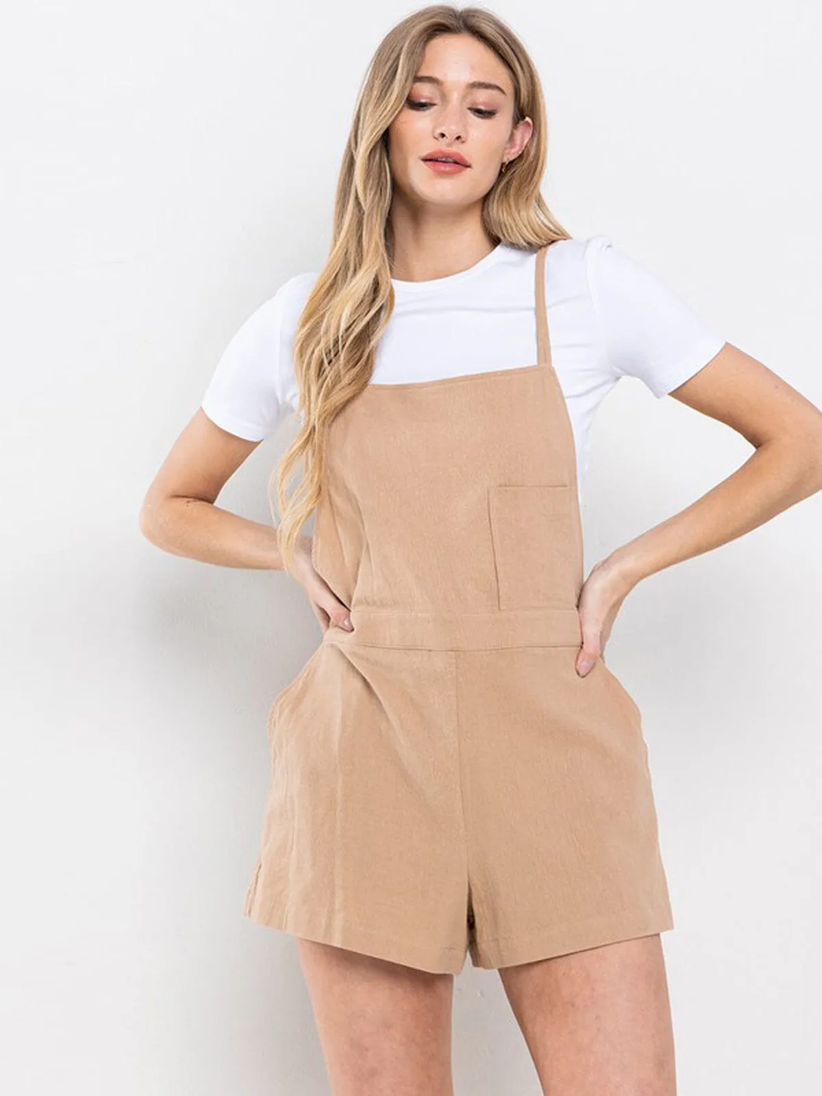 WOMEN'S SLEEVELESS POCKETS ELASTIC WAIST ROMPER