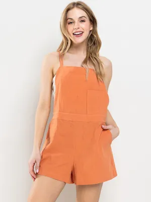 WOMEN'S SLEEVELESS POCKETS ELASTIC WAIST ROMPER