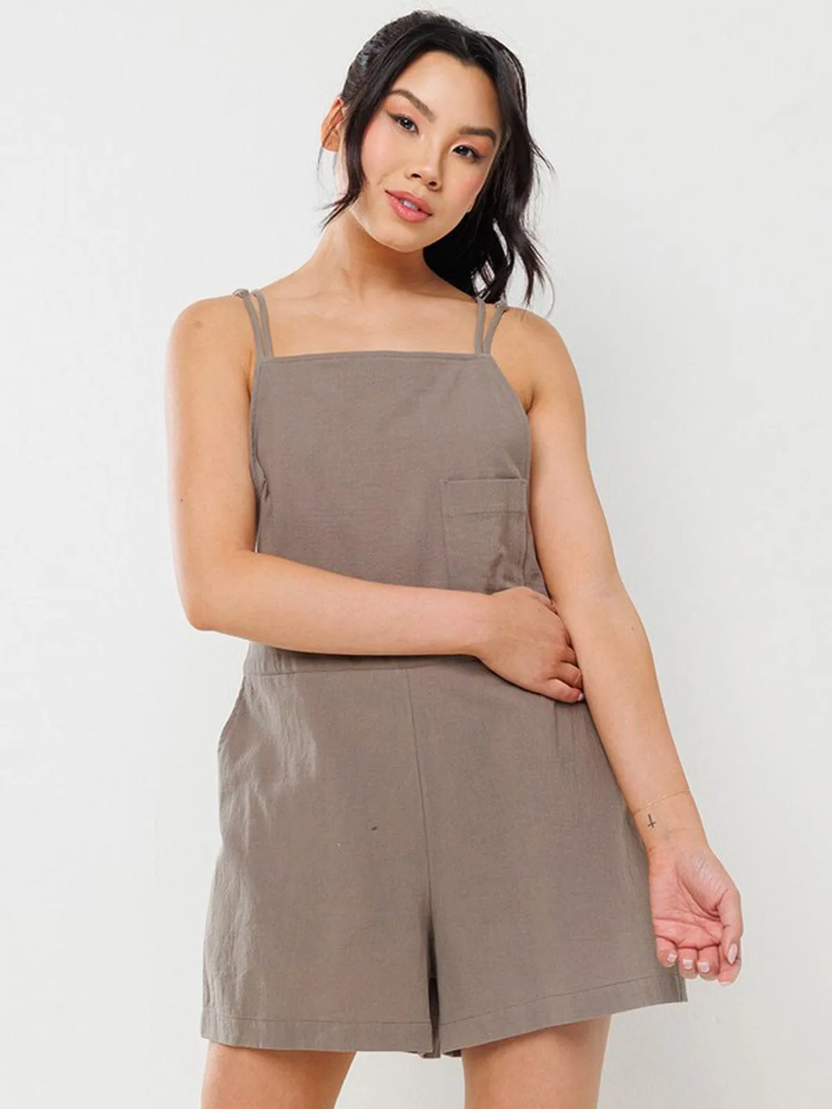 WOMEN'S SLEEVELESS POCKETS ELASTIC WAIST ROMPER