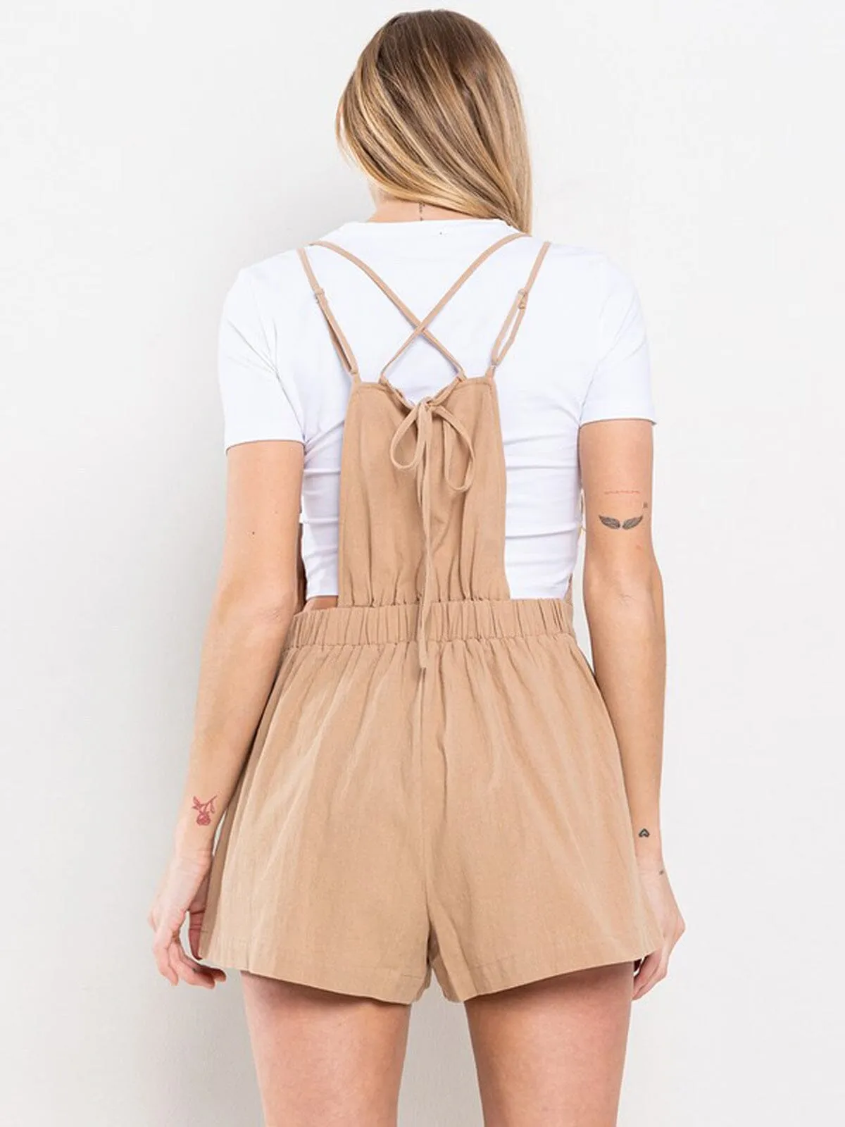 WOMEN'S SLEEVELESS POCKETS ELASTIC WAIST ROMPER