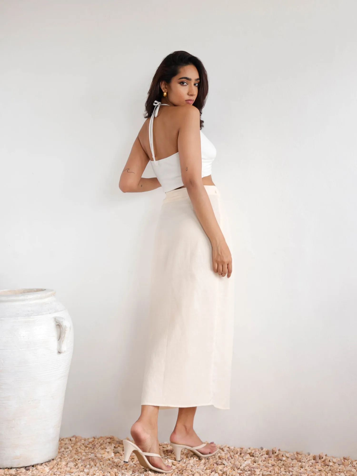 Wrap Tieup Midi Skirt