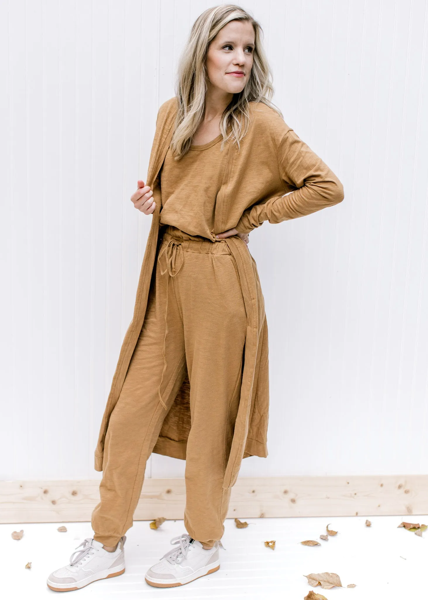 X Mocha Jumpsuit Cardigan Set