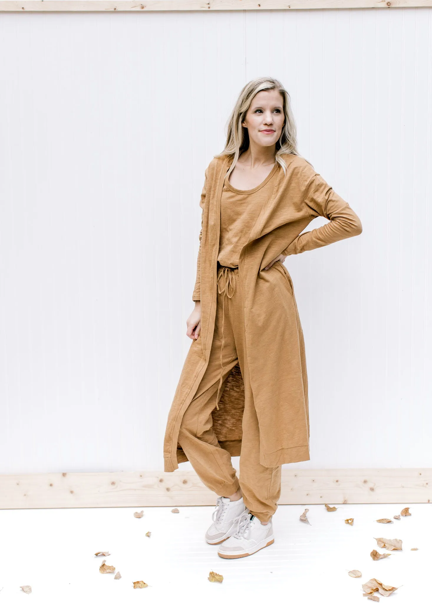 X Mocha Jumpsuit Cardigan Set