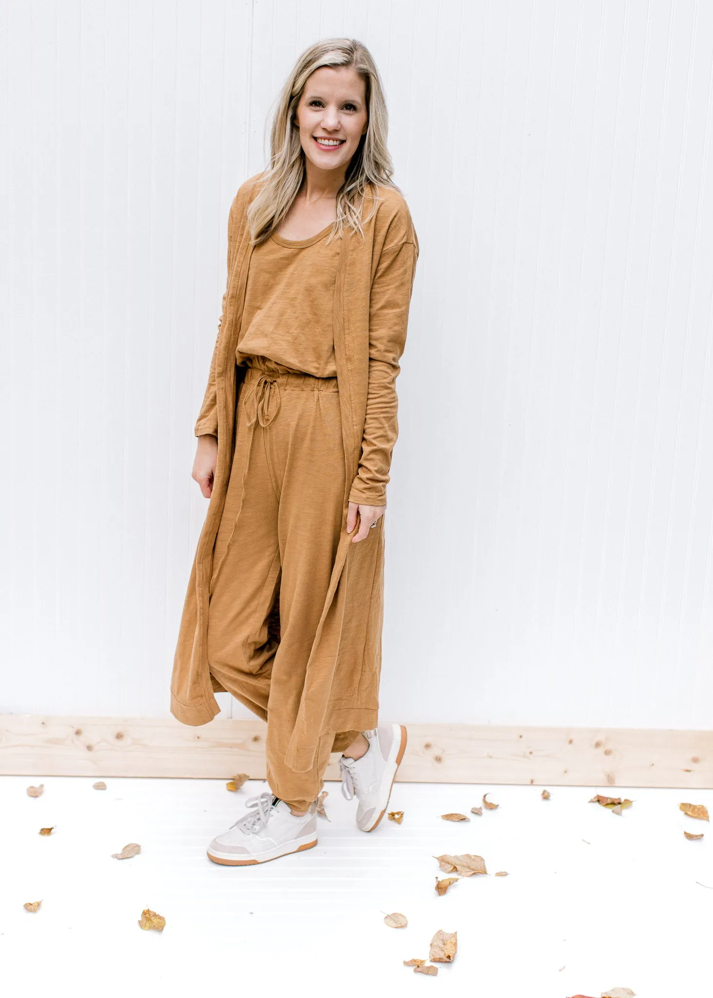 X Mocha Jumpsuit Cardigan Set